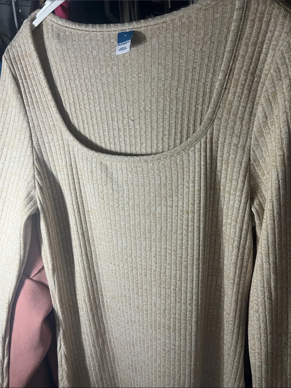 Old Navy Beige Ribbed Scoop Neck Tank